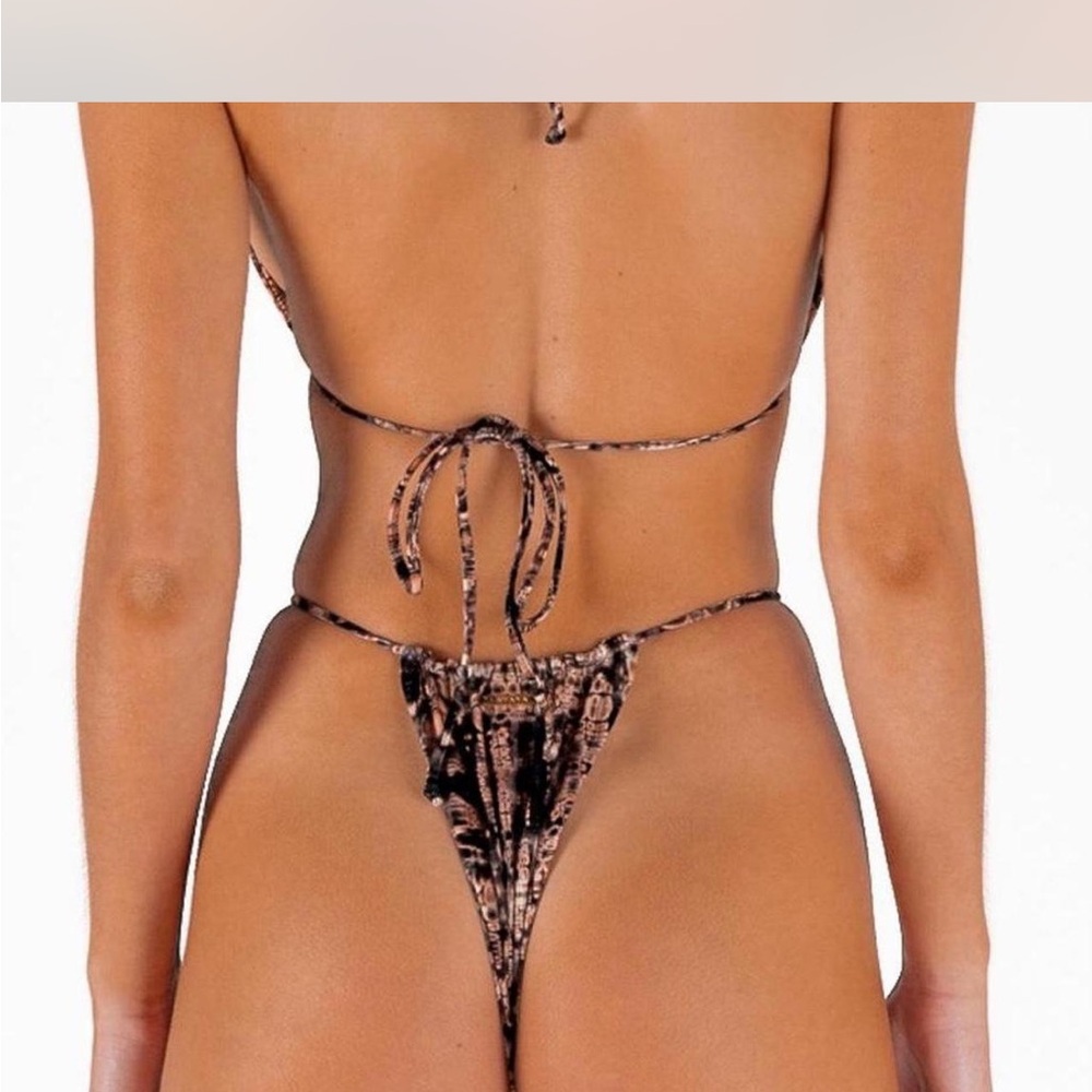Designer Brown Patterned Bikini Set - image 2